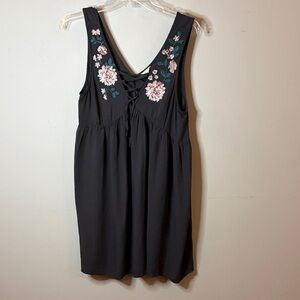 Aeropostale Black Mini Dress with Pink Floral Embroidery